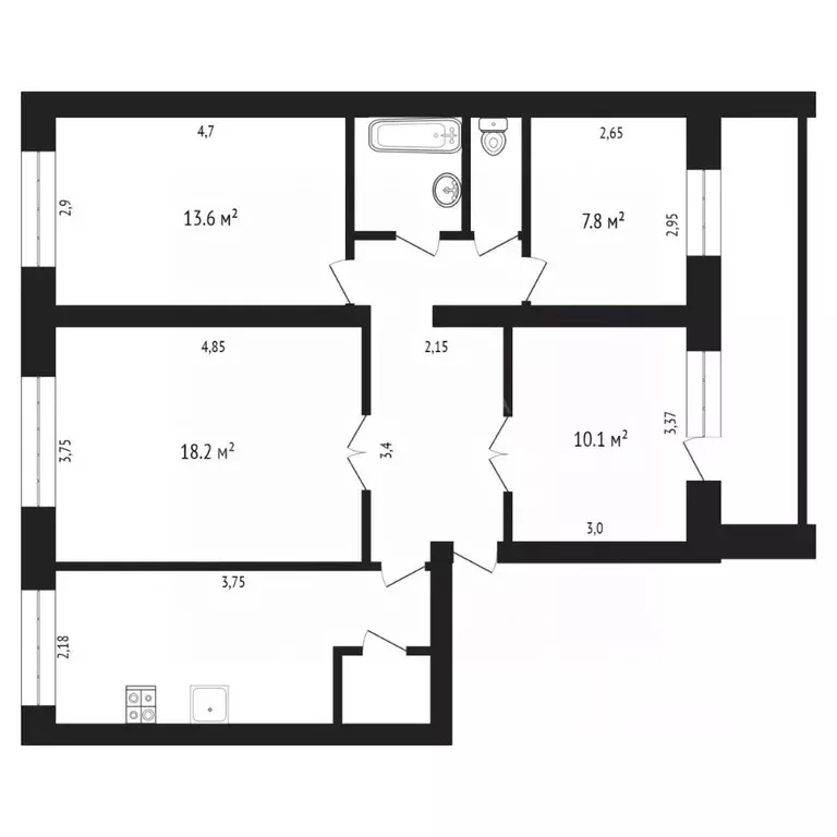 4-к кв. Тюменская область, Тюмень Транспортная ул., 106 (76.4 м) - Фото 1