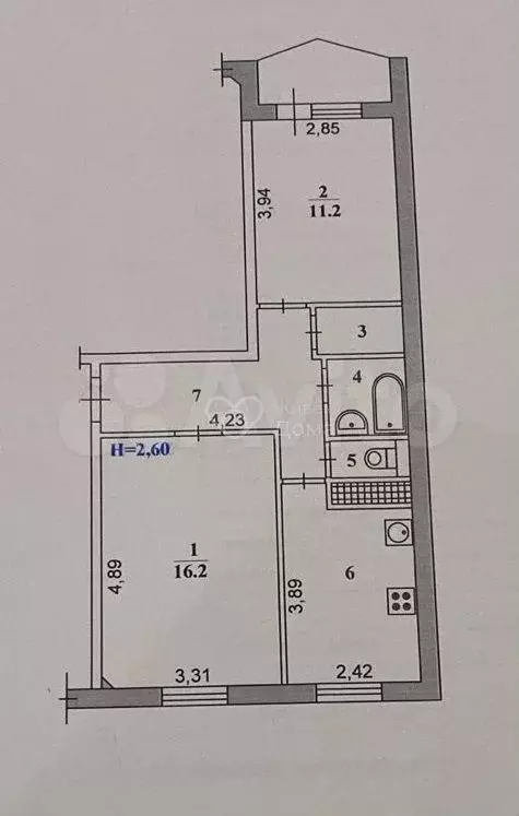 2-к. квартира, 51 м, 2/9 эт. - Фото 0