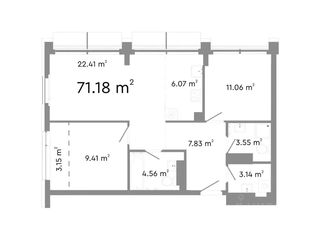 3-к кв. Челябинская область, Челябинск ул. Худякова, 18 (71.18 м) - Фото 0