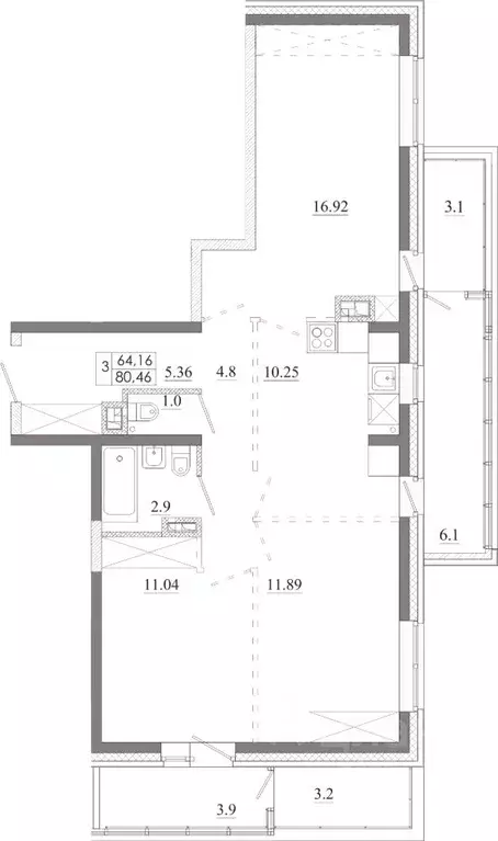 3-к кв. Иркутская область, Иркутск Ново-Ленино мкр,  (80.46 м) - Фото 0