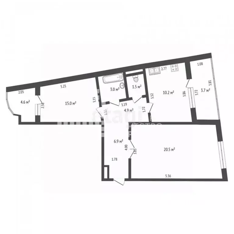 2-к кв. Ханты-Мансийский АО, Ханты-Мансийск ул. Энгельса, 3 (66.1 м) - Фото 2