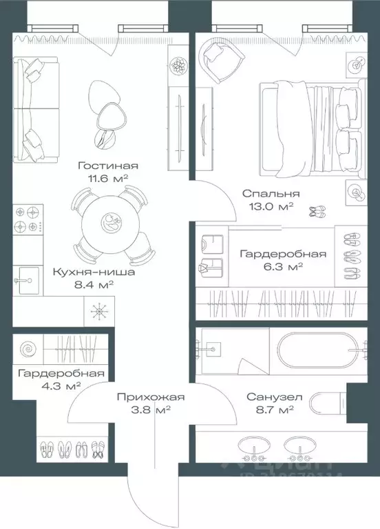 2-к кв. Москва Дербеневская наб., 27с24 (56.1 м) - Фото 1