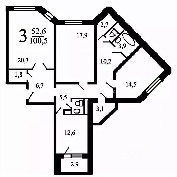 3-к кв. Москва ул. Маршала Савицкого, 12к1 (100.0 м) - Фото 2
