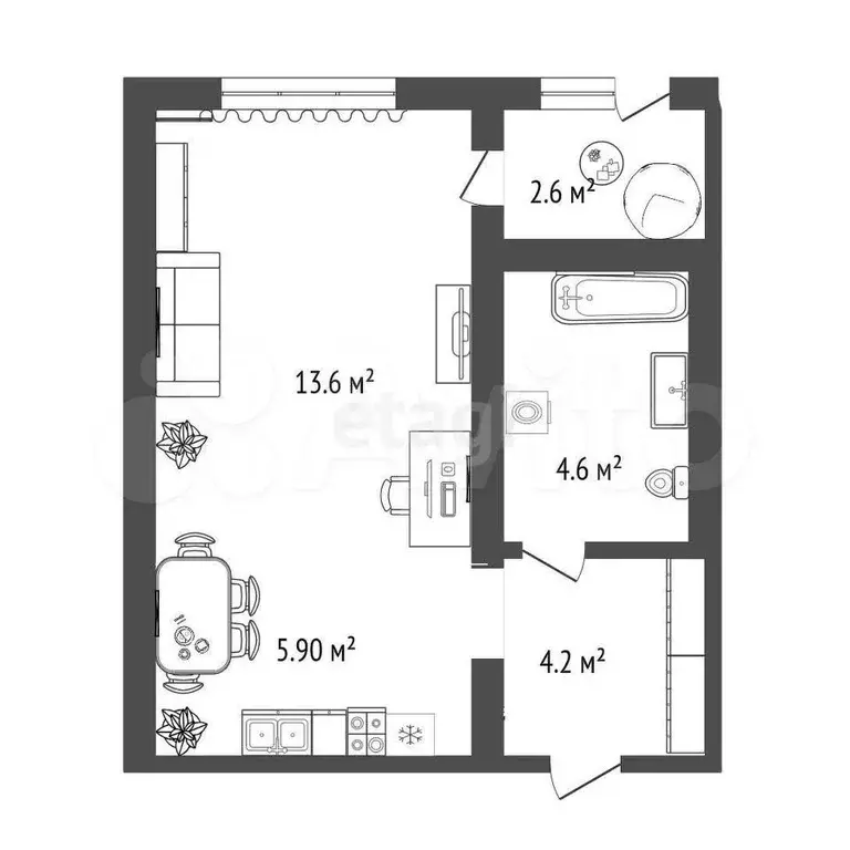 Квартира-студия, 31 м, 2/4 эт. - Фото 0