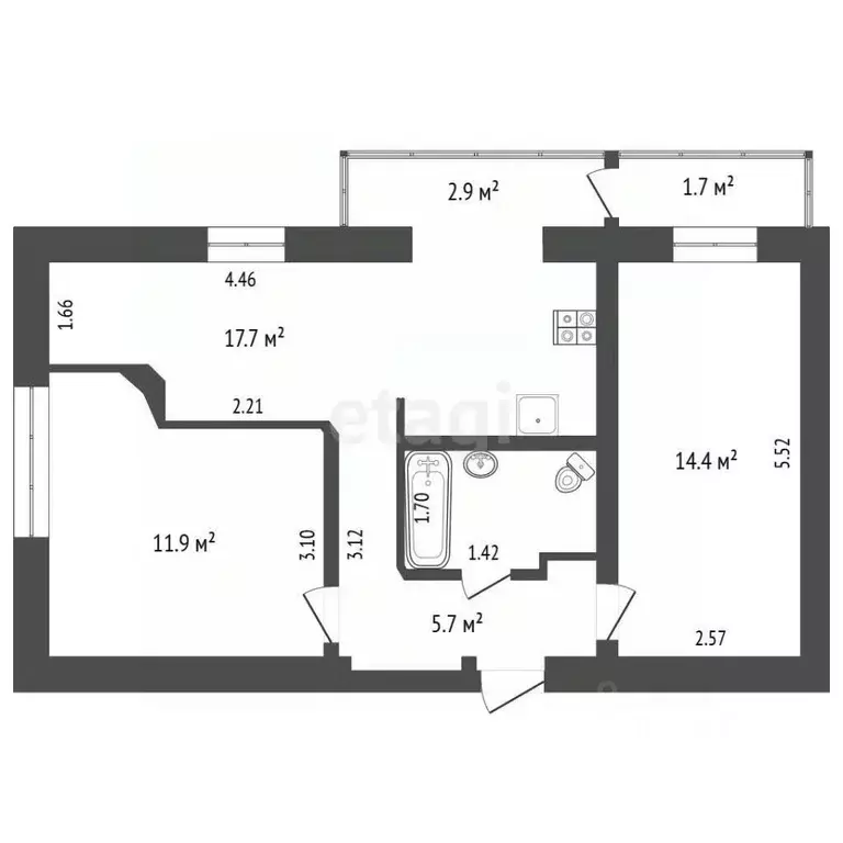 3-к кв. Крым, Феодосия ш. Симферопольское, 41 (53.4 м) - Фото 2