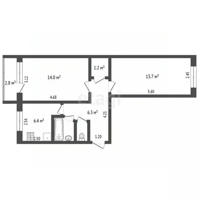 2-к кв. Пермский край, Чернушка ул. Мира, 40 (44.4 м) - Фото 1