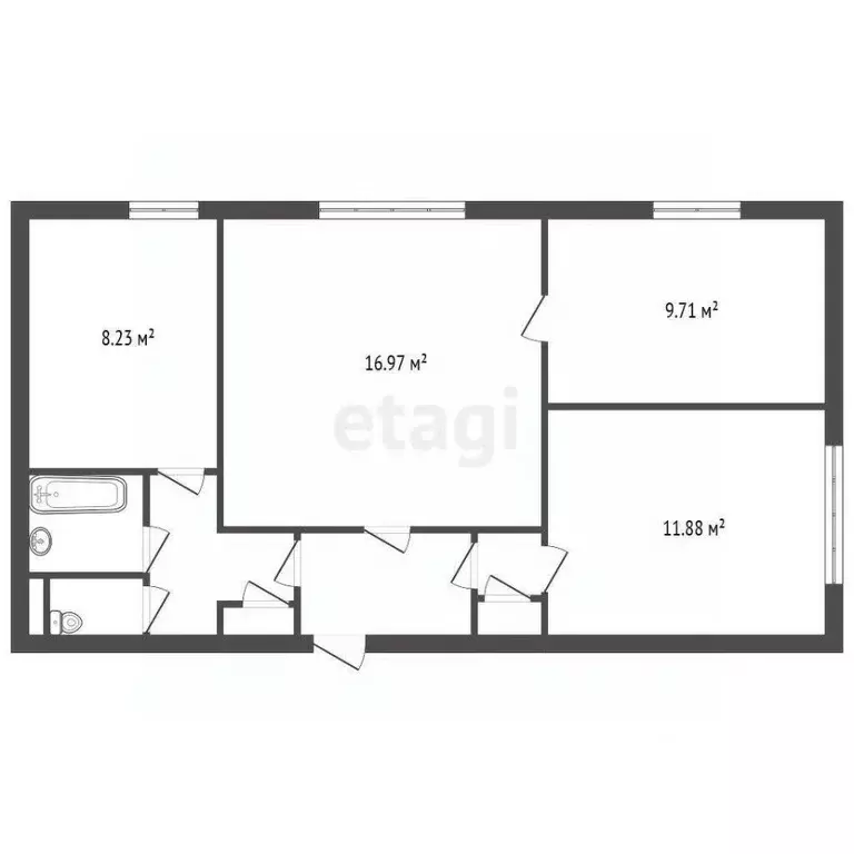 3-к кв. Санкт-Петербург ул. Верности, 30 (56.9 м) - Фото 2