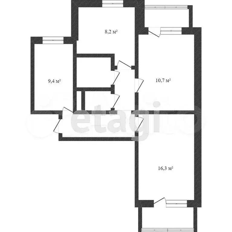 3-к. квартира, 60,5 м, 4/5 эт. - Фото 0