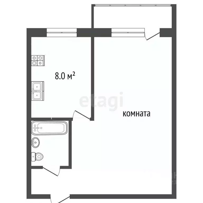 1-к кв. Владимирская область, Муром Московская ул., 96 (31.7 м) - Фото 2