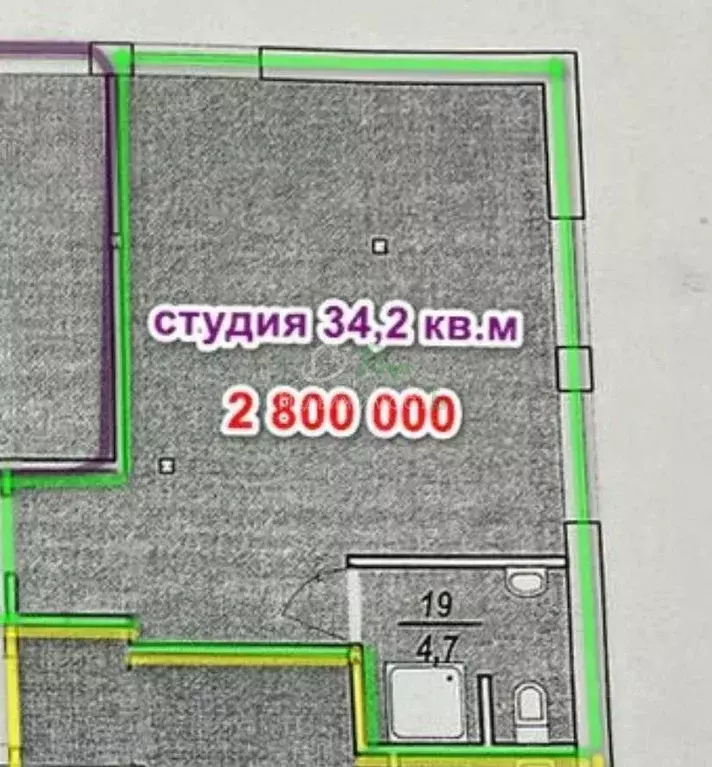 Студия Краснодарский край, Ейск ул. Щорса, 111 (34.2 м) - Фото 2