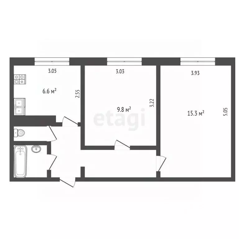 2-к кв. Ямало-Ненецкий АО, Ноябрьск Холмогорская ул., 47 (51.2 м) - Фото 2