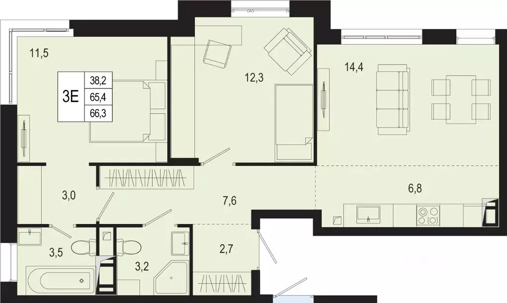 3-к кв. Московская область, Подольск городской округ, д. Борисовка ... - Фото 1