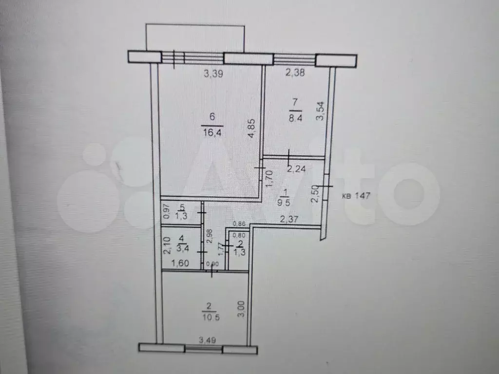 2-к. квартира, 50,8 м, 4/5 эт. - Фото 0