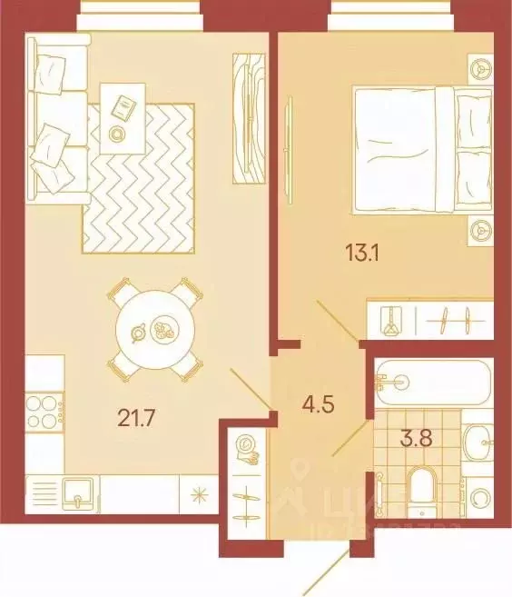 2-к кв. Пензенская область, Пенза ул. Минская, 25 (43.1 м) - Фото 1