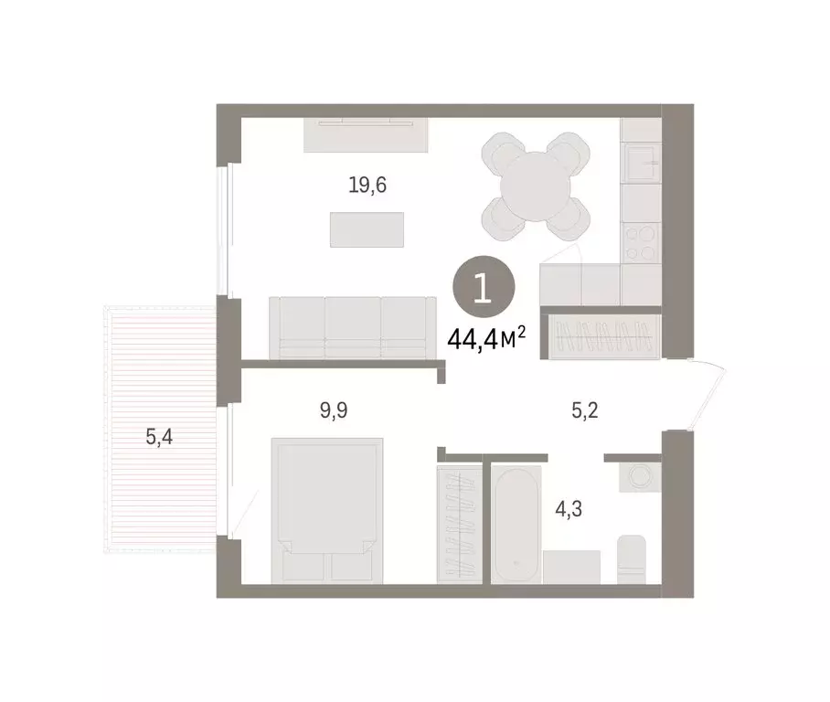 1-комнатная квартира: Новосибирский район, рабочий посёлок Краснообск, ... - Фото 2