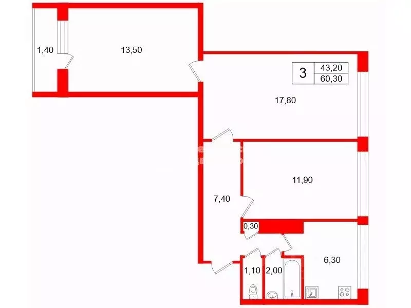 3-к кв. Ленинградская область, Кировск Новая ул., 7 (60.3 м) - Фото 1