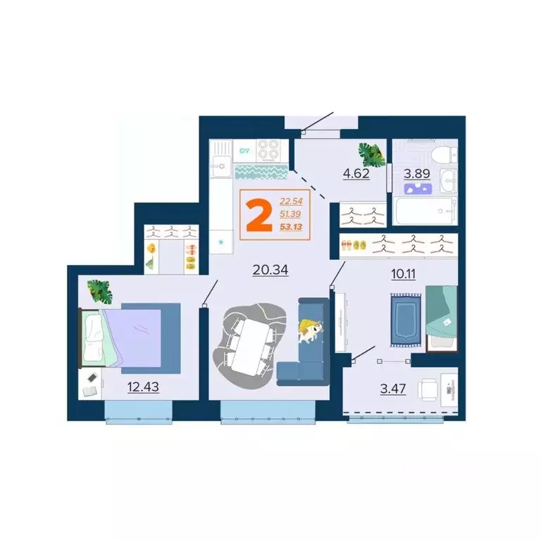 2-к кв. Брянская область, Брянск Московский мкр, Микрорайон Акватория ... - Фото 1