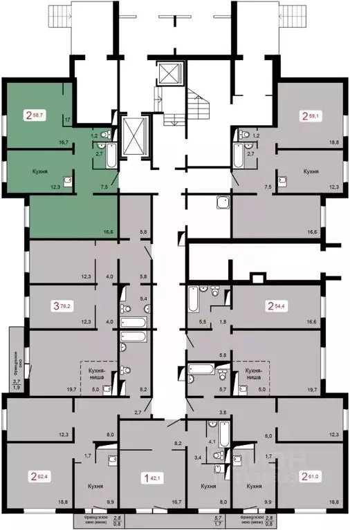 2-к кв. Красноярский край, Красноярск ул. Кутузова, 2с4 (58.7 м) - Фото 0