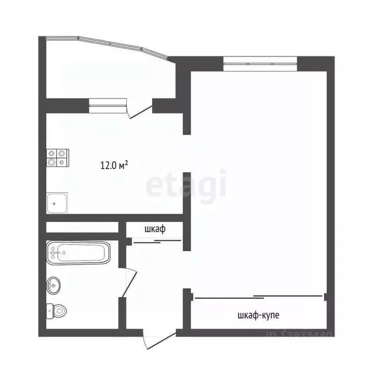 1-к кв. Тюменская область, Тюмень ул. Константина Посьета, 11к1 (41.0 ... - Фото 2