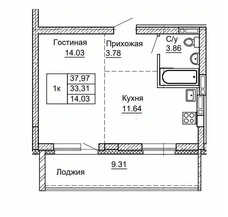 1-к кв. Алтайский край, Барнаул ул. Никитина, 41 (37.97 м) - Фото 0