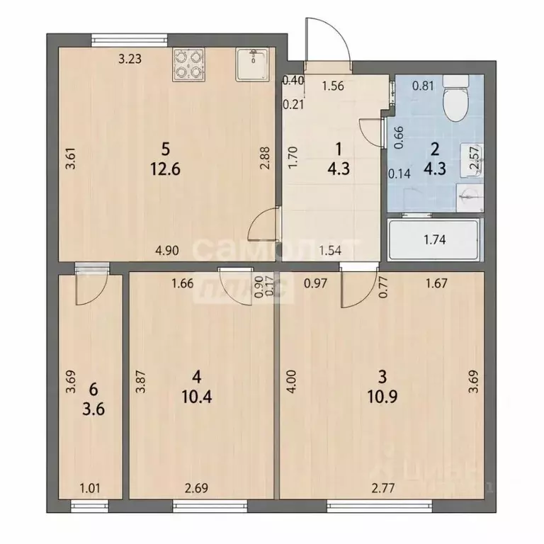 2-к кв. Башкортостан, Уфа ул. Воинов-Интернационалистов, 7 (42.5 м) - Фото 2