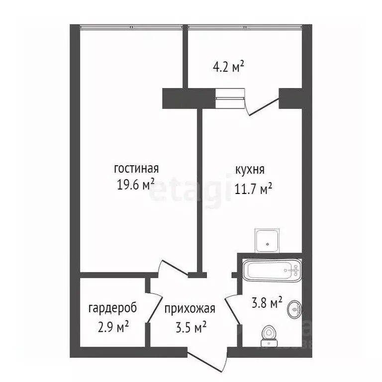 1-к кв. Красноярский край, Красноярск ул. Авиаторов, 4Г (41.7 м) - Фото 1