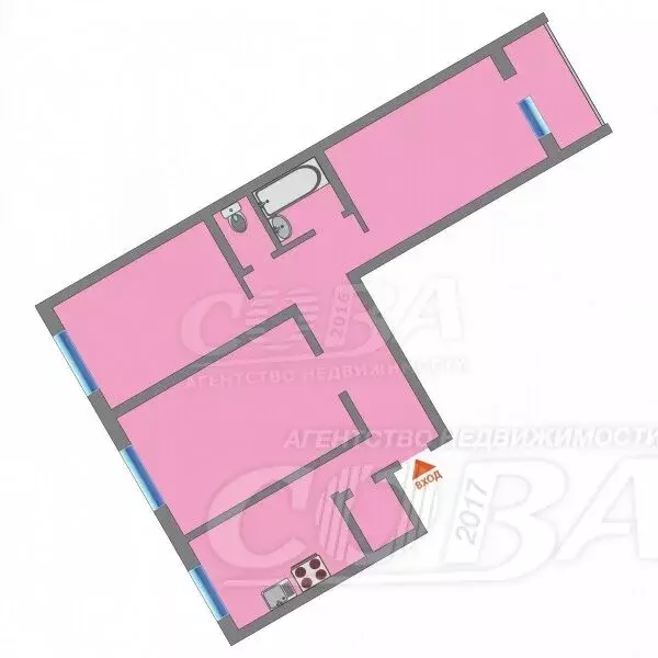 3-комнатная квартира: Тюмень, Ткацкий проезд, 5 (65.2 м) - Фото 2