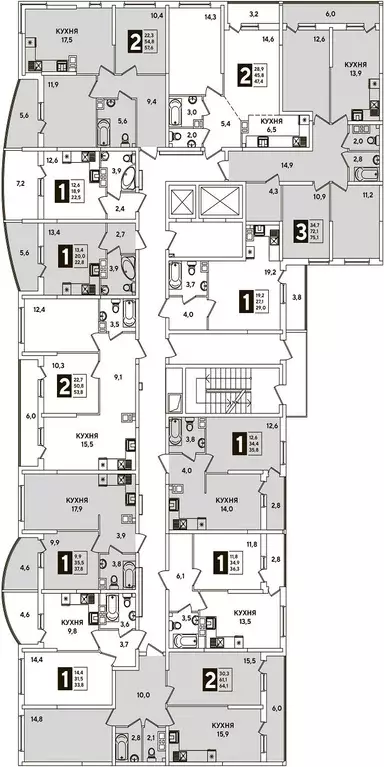 2-к кв. Краснодарский край, Краснодар ул. Ивана Беличенко, 95к1 (60.4 ... - Фото 1