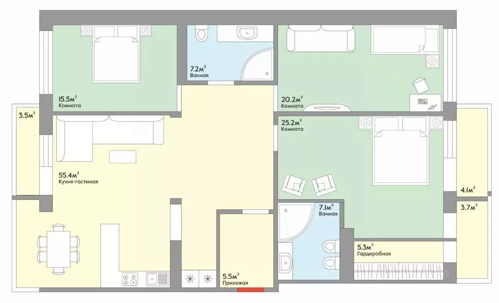 3-к кв. Краснодарский край, Краснодар Фестивальный мкр, ул. Яна ... - Фото 1