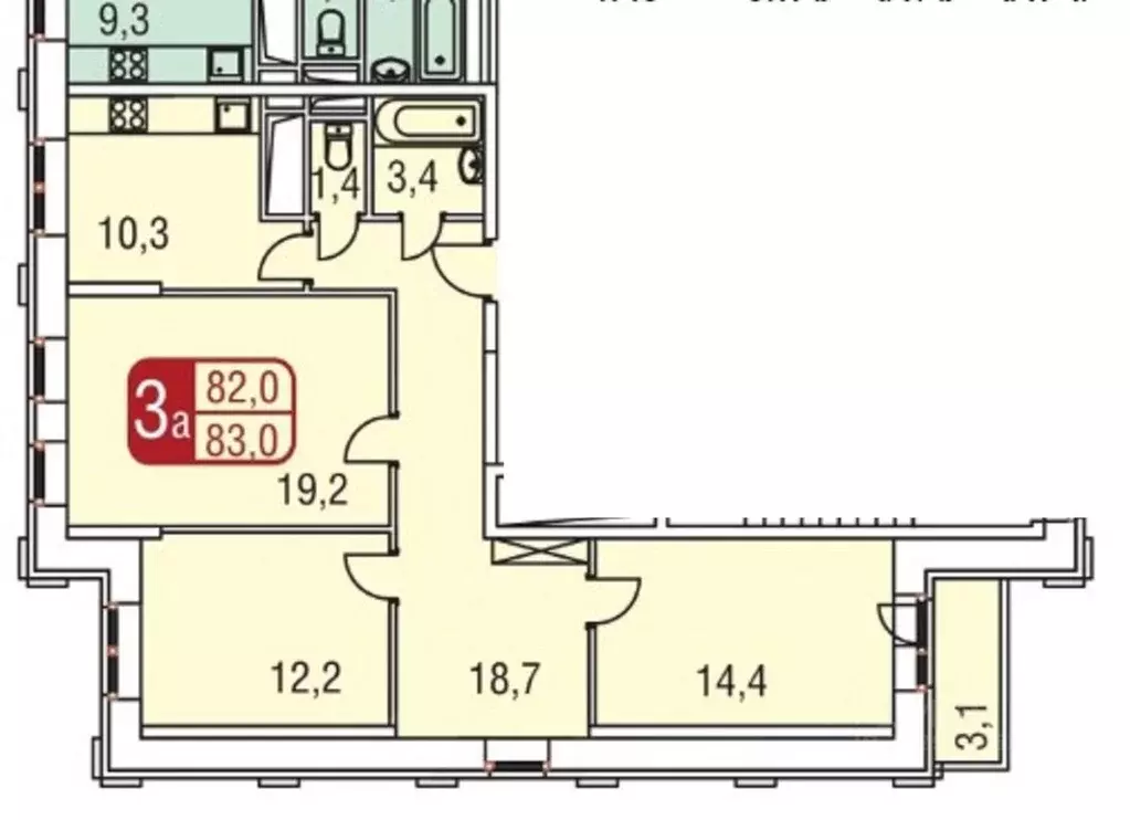 3-к кв. Московская область, Одинцово ул. Маршала Жукова, 23к1 (80.0 м) - Фото 1