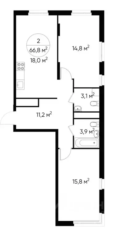 2-к кв. Москва Переделкино Ближнее мкр, 18-й кв-л,  (66.8 м) - Фото 0