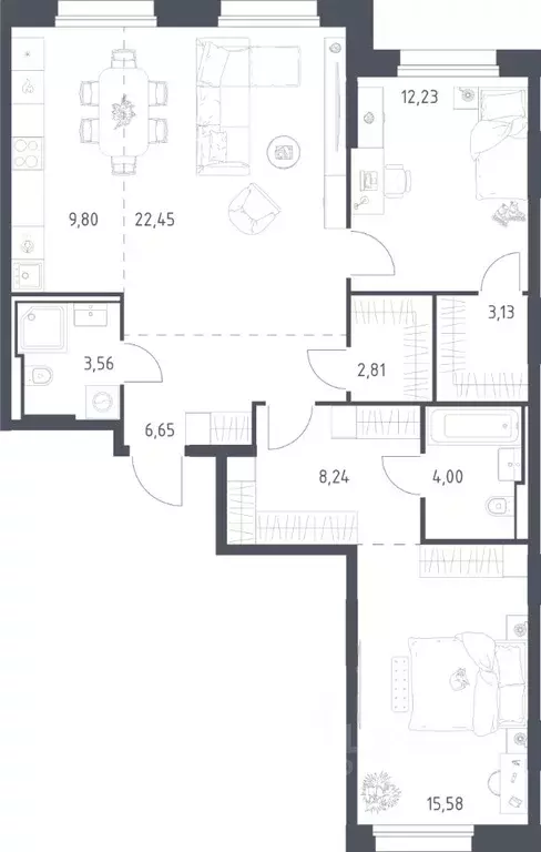 2-к кв. Московская область, Одинцовский городской округ, Заречье пгт ... - Фото 1