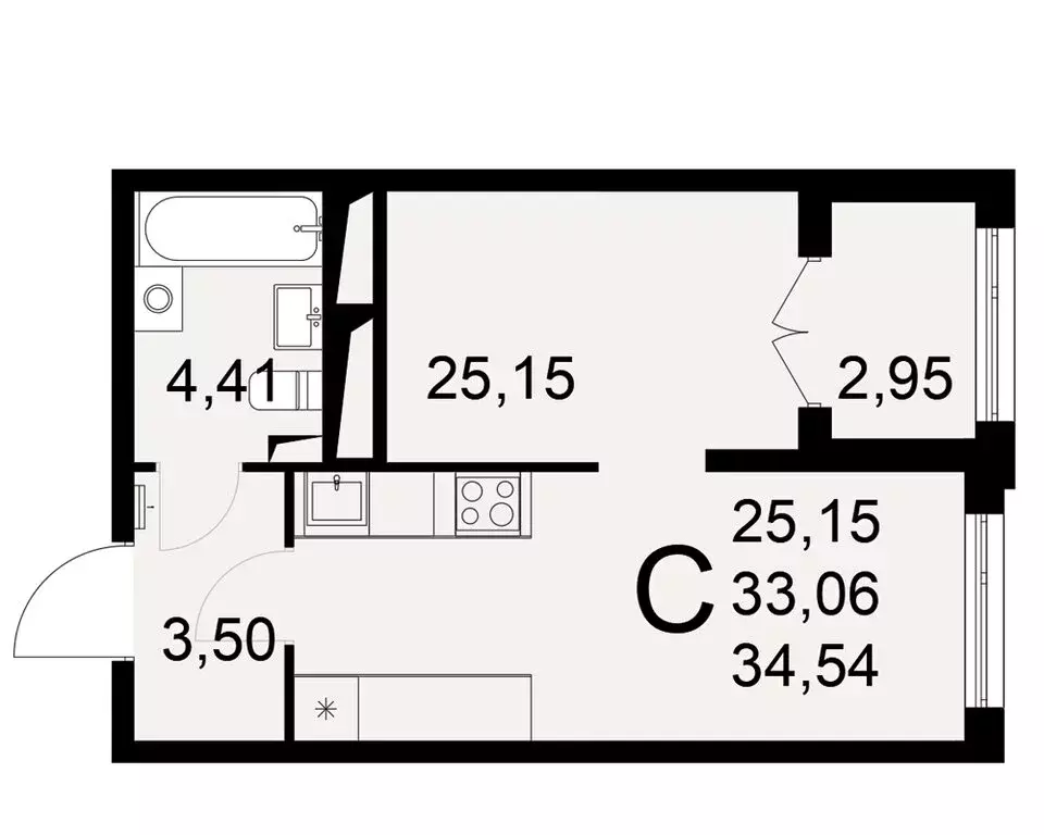 1-комнатная квартира: Тула, Одоевское шоссе, 73 (34.54 м) - Фото 0