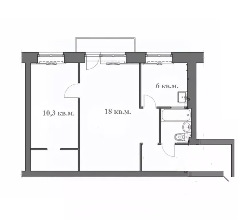 2-к кв. Томская область, Томск ул. Полины Осипенко, 6 (44.4 м) - Фото 0