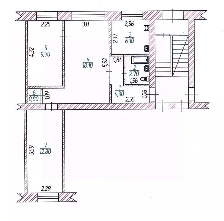 3-к кв. Чувашия, Шумерля Интернациональная ул., 16 (54.6 м) - Фото 2