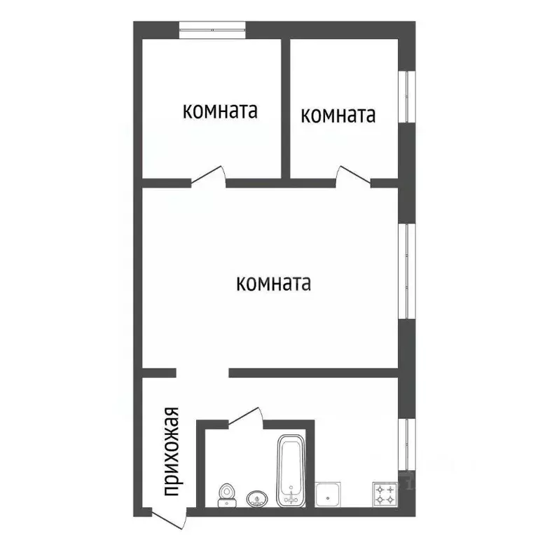 3-к кв. Красноярский край, Красноярск ул. 60 лет Октября, 89 (48.5 м) - Фото 2