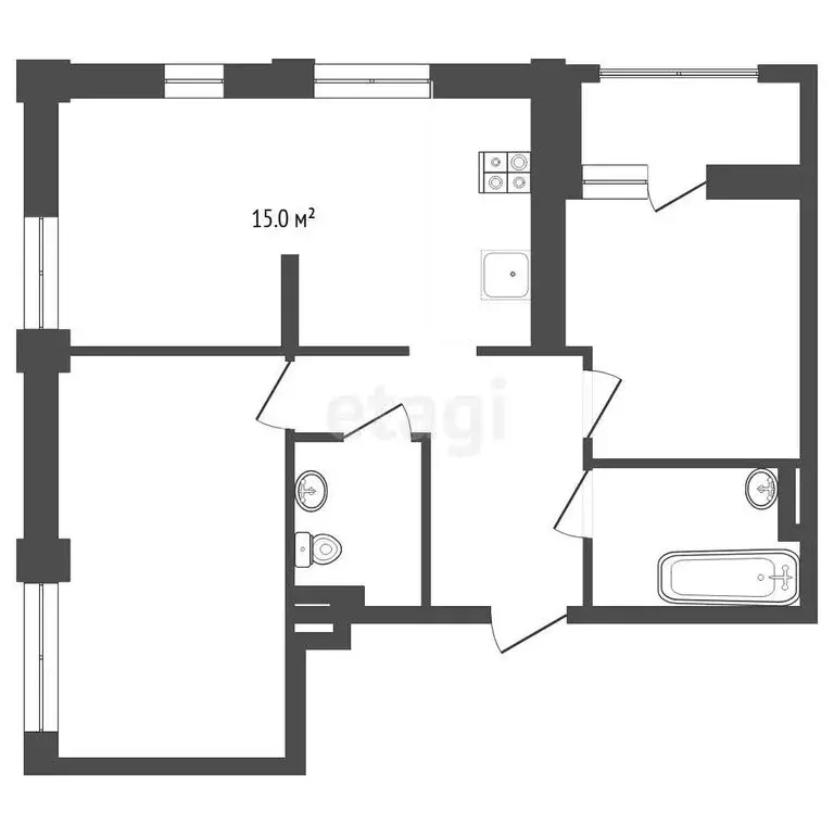 2-комнатная квартира: Тюмень, улица Василия Малкова, 7 (63.8 м) - Фото 1