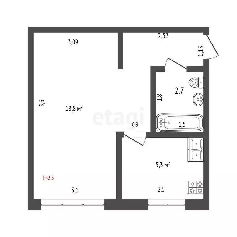 1-комнатная квартира: Саранск, проспект Ленина, 3 (29.9 м) - Фото 0