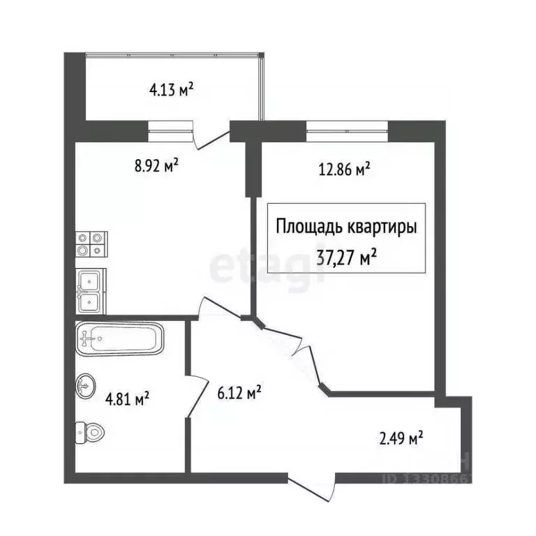 1-к кв. Томская область, Томск Черемошники мкр, пер. Шпальный, 10 ... - Фото 1
