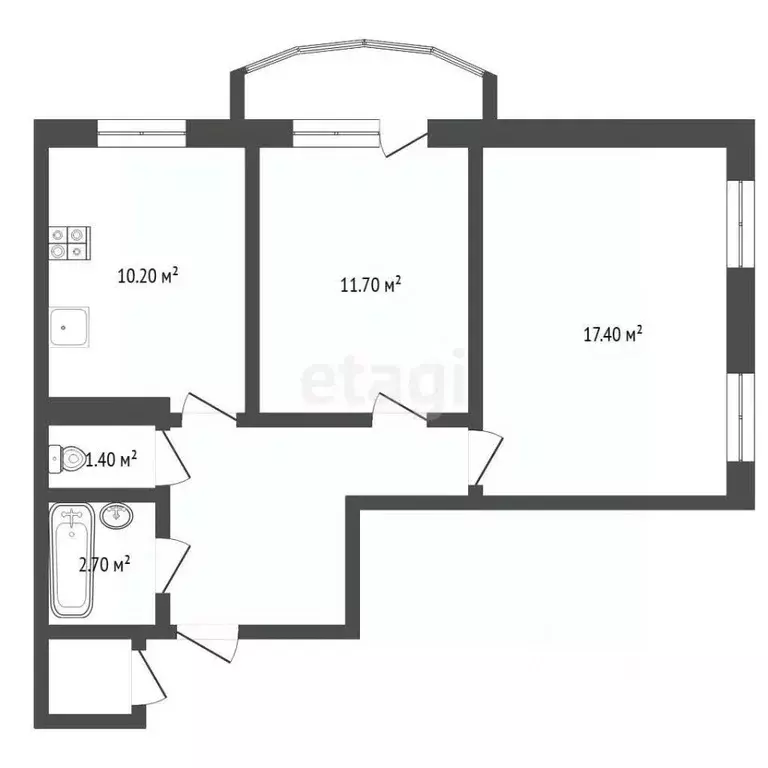 2-к кв. Тюменская область, Тюмень ул. Героев Космоса, 17 (52.7 м) - Фото 1