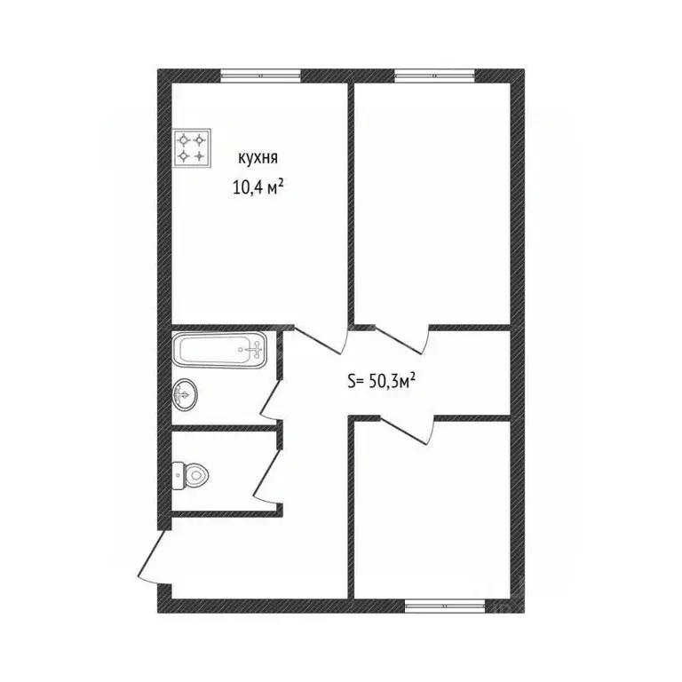 2-к кв. Брянская область, Брянск Авиационный пер., 3/3 (50.3 м) - Фото 2