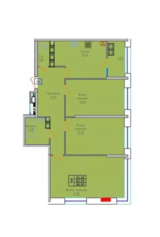 3-к кв. Ставропольский край, Ставрополь ул. 45-я Параллель, 52А (86.0 ... - Фото 1