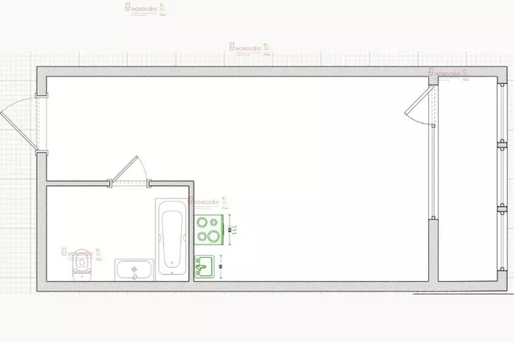 Студия Свердловская область, Екатеринбург ул. Рощинская, 31 (28.0 м) - Фото 2
