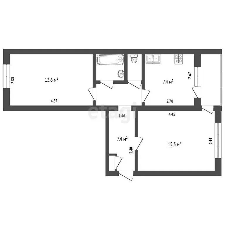 2-комнатная квартира: Орёл, Силикатная улица, 26 (48.3 м) - Фото 1