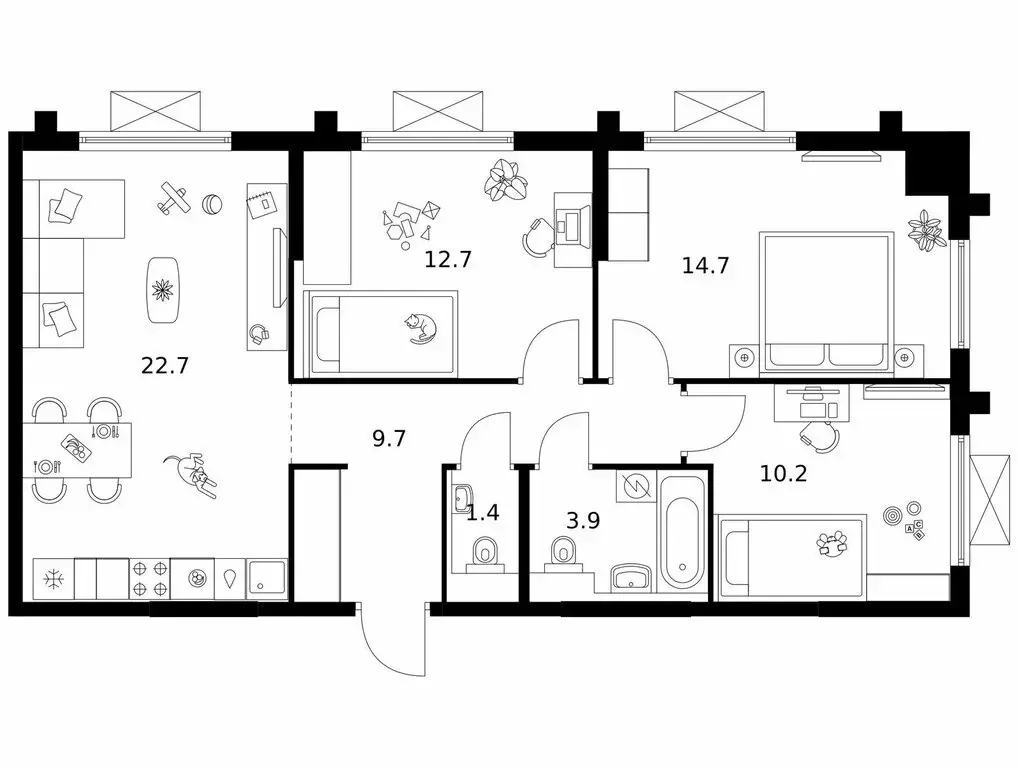 3-комнатная квартира: Зеленоград, 22-й микрорайон, ЖК Зелёный Парк, ... - Фото 1