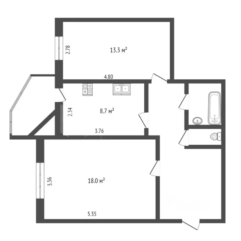 2-к кв. Тюменская область, Тюмень ул. Муравленко, 7 (55.0 м) - Фото 2