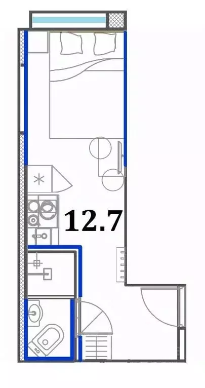 Студия Санкт-Петербург наб. Реки Фонтанки, 26В (12.7 м) - Фото 1
