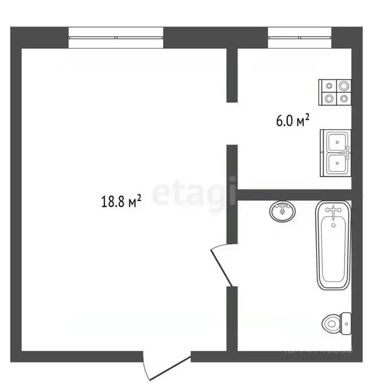 Студия Крым, Евпатория ул. Революции, 71 (18.8 м) - Фото 2