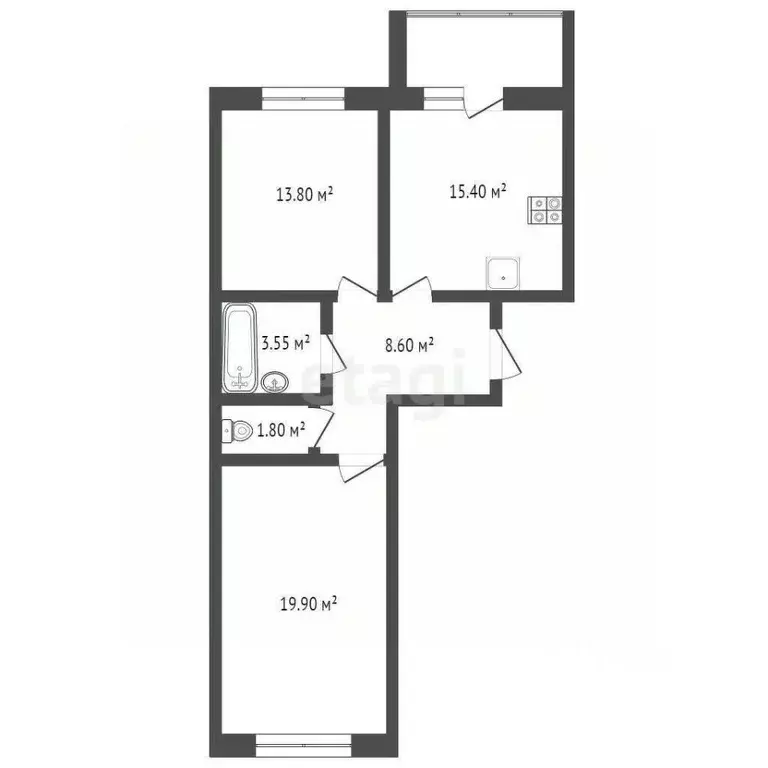 2-к кв. Чувашия, Чебоксары ул. И.П. Прокопьева, 13 (63.6 м) - Фото 2