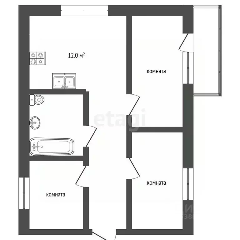 3-к кв. Ростовская область, Батайск Дачный пер., 3А (74.0 м) - Фото 2
